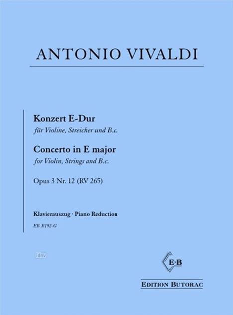 Antonio Vivaldi: Violinkonzert E-Dur op. 3 Nr. 12, Noten