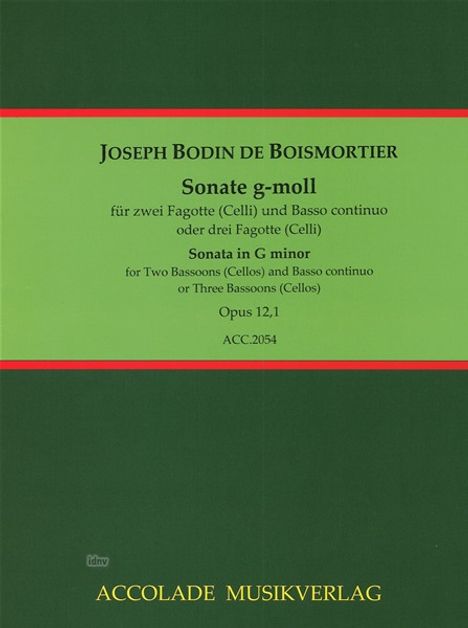 Joseph Bodin de Boismortier: Sonate g-moll op. 12,1, Noten