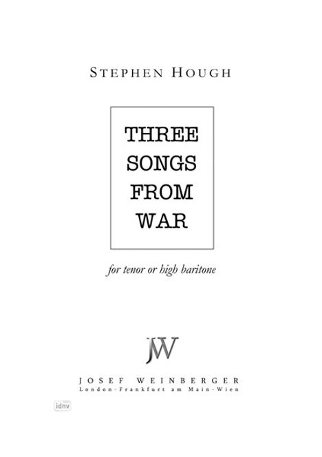 Stephen Hough: Three Songs from War, Noten