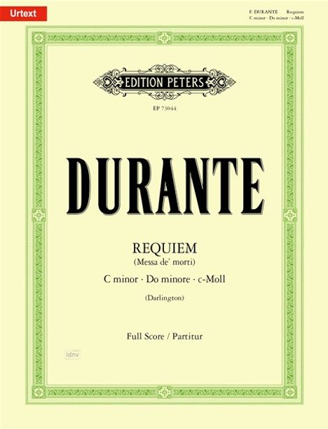Francesco Durante: Requiem (Messa de' morti) c-Moll (Rom 1746), Noten