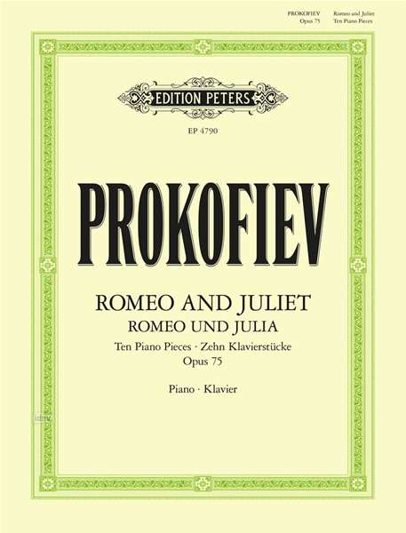 Sergej Prokofjew: Romeo and Juliet. Ten pieces for Piano (1937) für Klavier solo op. 75 -Romeo und Julia, zehn Klavierstücke-, Buch