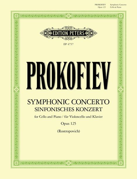 Serge Prokofieff: Symphonic Concerto for Cello and Piano Op. 125, Noten