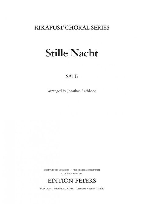 Stille Nacht (Arranged for Satb Choir), Buch