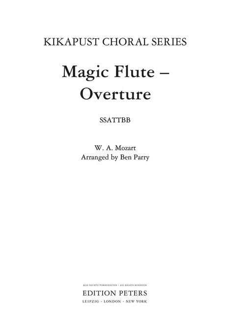 Overture to Mozart's Magic Flute (Arranged for Ssaattbb Choir), Buch