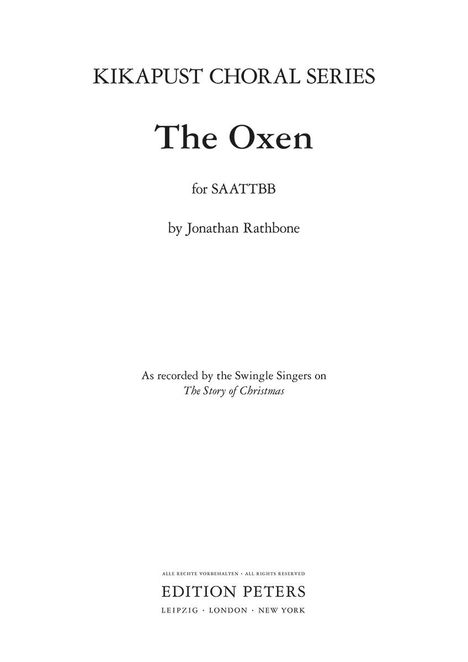 The Oxen for Saattbb Choir, Buch