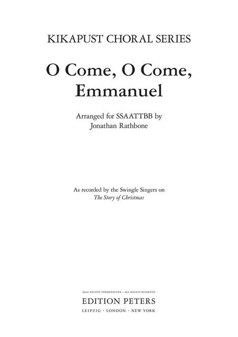 O Come O Come Emmanuel, Buch