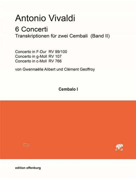 Antonio Vivaldi: 6 Concerti, Transkriptionen für 2 Cembali, Noten