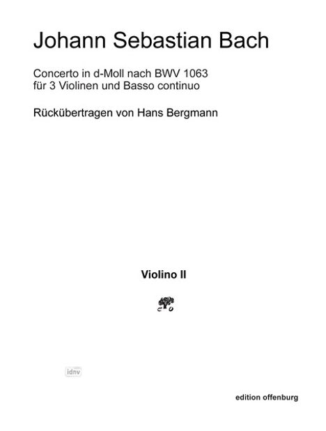 Johann Sebastian Bach: Concerto in C-Dur nach BWV 1064 für 3 Violinen und B.c., Noten