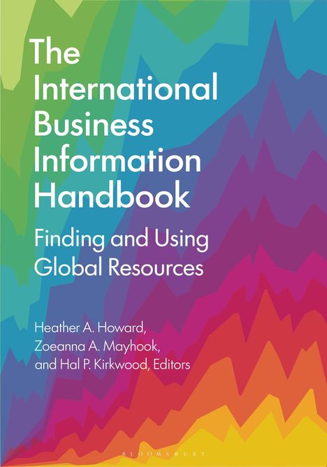 „The International Business Information Handbook“. Bunte, wellenartige Farbflächen im Hintergrund.