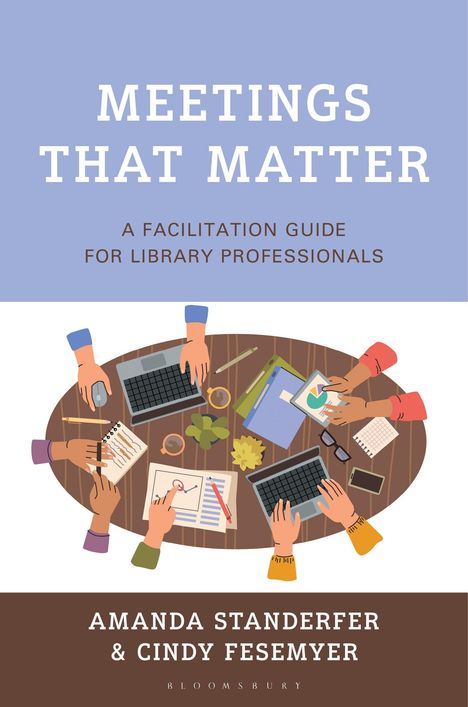 "MEETINGS THAT MATTER" 
Illustration: Menschen arbeiten an einem Tisch mit Laptops und Papieren.