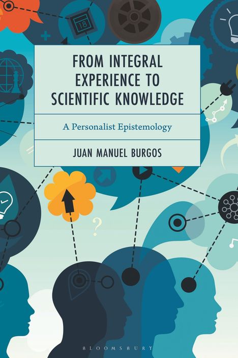 Text: "From Integral Experience to Scientific Knowledge: A Personalist Epistemology. Juan Manuel Burgos." Illustration mit Köpfen und Symbolen.