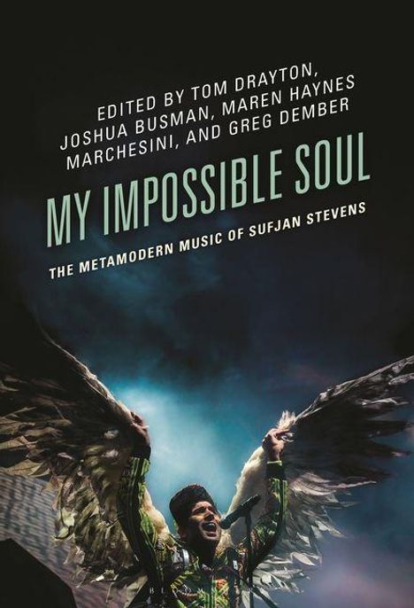 "MY IMPOSSIBLE SOUL" in großen Buchstaben. Darunter ein Sänger mit ausgebreiteten Armen, Flügeln und Mikrofon.