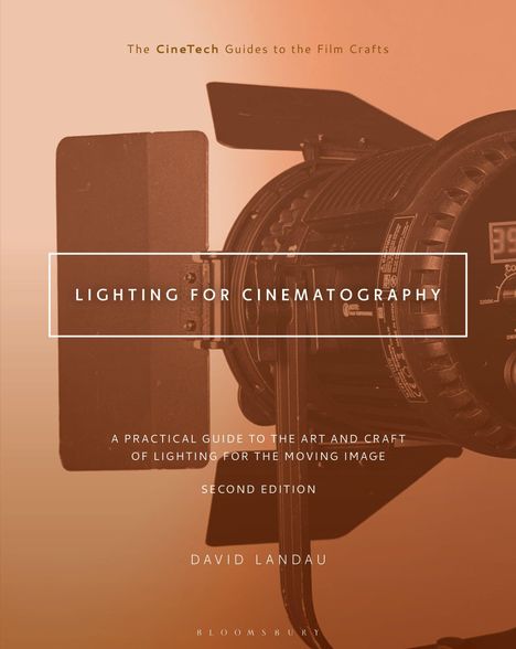 "Lighting for Cinematography", Anleitung zur Filmbeleuchtung. Zweite Edition, David Landau. Im Hintergrund ein Studiolicht.