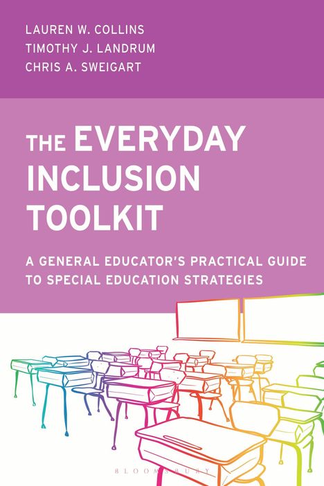 „THE EVERYDAY INCLUSION TOOLKIT“: Titel eines Buches; Skizze eines Klassenzimmers mit Schreibtischen darunter.