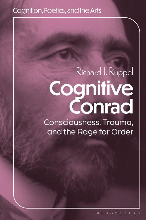 Titel: "Cognitive Conrad". Autor: Richard J. Ruppel. Thema: Bewusstsein, Trauma. Nahaufnahme eines Gesichts in Rosa-Tönen.