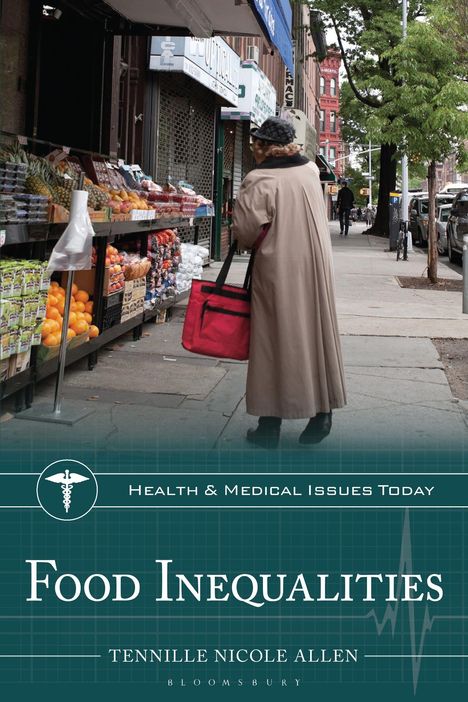 "Health & Medical Issues Today: Food Inequalities" von Tennille Nicole Allen. Eine Frau mit roter Tasche vor einem Gemüsestand.