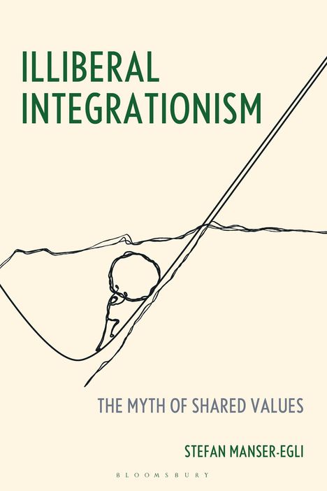 „ILLIBERAL INTEGRATIONISM: THE MYTH OF SHARED VALUES“ von Stefan Manser-Egli. Einfache Illustration einer Figur.