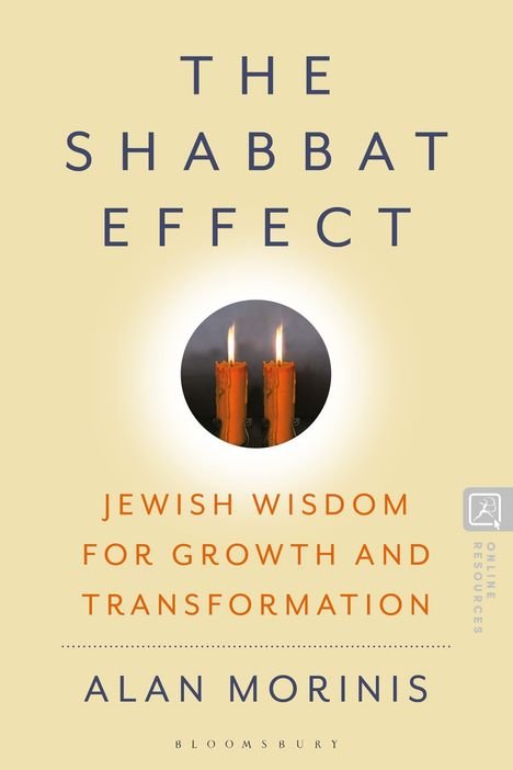 Text: The Shabbat Effect, Jewish Wisdom for Growth and Transformation, Alan Morinis, Bloomsbury. Zwei brennende Kerzen.