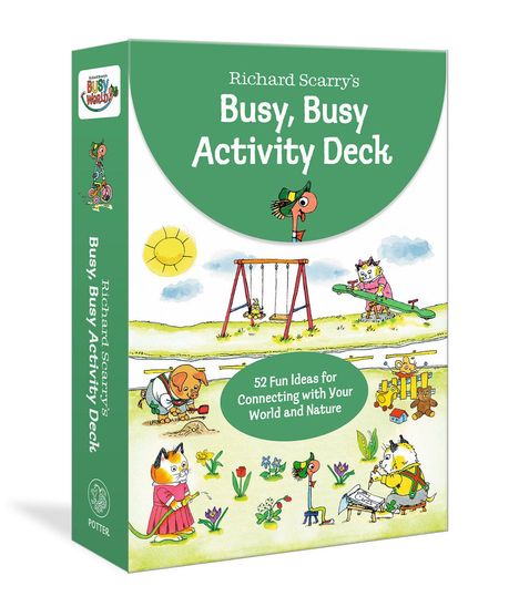 "Richard Scarry's Busy, Busy Activity Deck. 52 Fun Ideas for Connecting with Your World and Nature." Illustration: Tiere im Park.