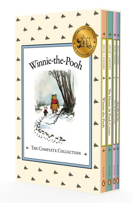 „Winnie-the-Pooh: The Complete Collection“. Eine Illustration von Pooh und Ferkel im Schnee, Gehspuren hinterlassend.