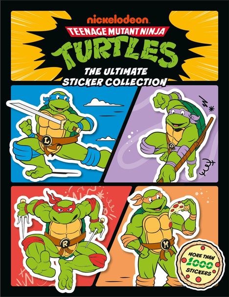 „nickelodeon Teenage Mutant Ninja Turtles The Ultimate Sticker Collection“. Illustration von vier Schildkröten in Aktion.