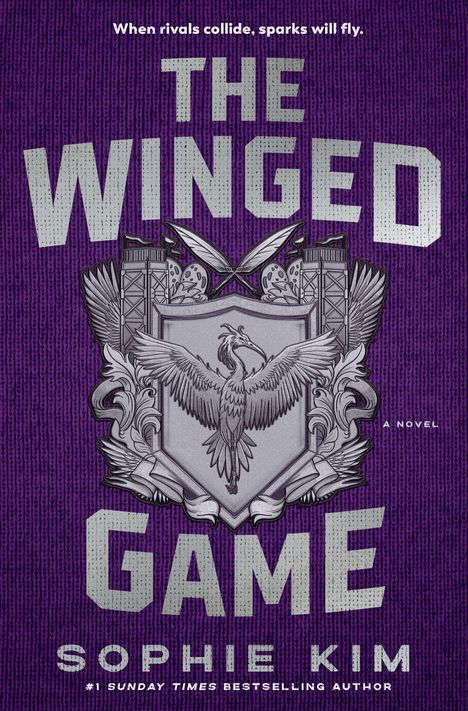 "When rivals collide, sparks will fly." "THE WINGED GAME" von Sophie Kim. Ein Wappenschild mit einem Vogel.