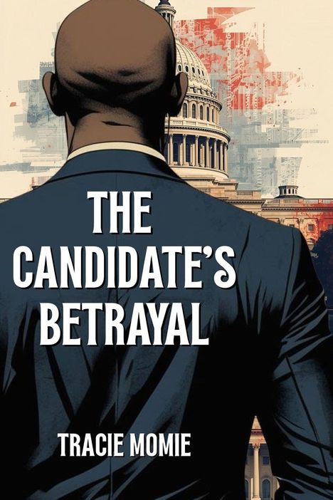„The Candidate’s Betrayal“ von Tracie Momie. Illustration: Ein Mann im Anzug vor dem Kapitol.