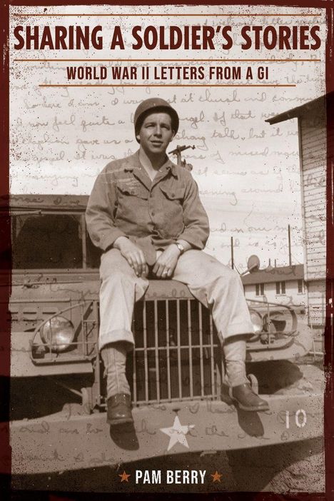 Der Titel lautet "SHARING A SOLDIER'S STORIES". Ein Soldat sitzt entspannt auf einem Militärfahrzeug.