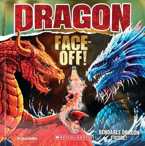„DRAGON: FACE-OFF!“ zeigt zwei Drachen, einen roten und einen blauen, die sich gegenüberstehen.