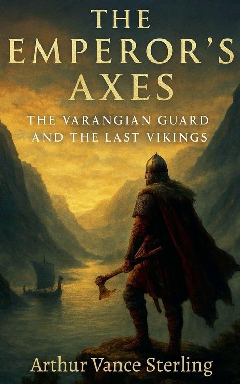 "The Emperor's Axes: The Varangian Guard and the Last Vikings" von Arthur Vance Sterling. Wikingerkrieger blickt auf ein Schiff.