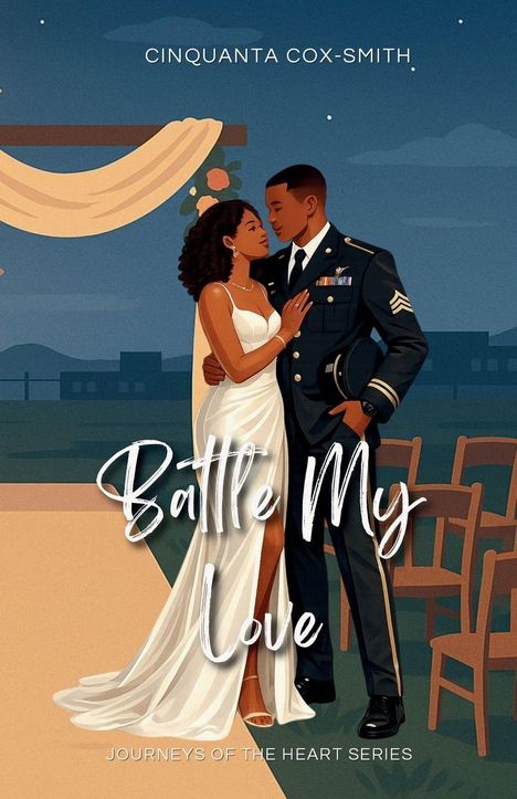 Text: "CINQUANTA COX-SMITH", "Battle My Love", "JOURNEYS OF THE HEART SERIES". Illustration eines tanzenden Paares.