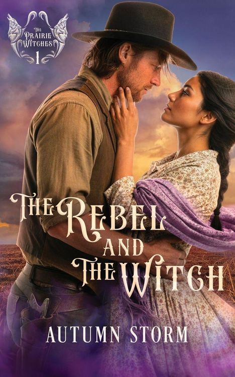"THE REBEL AND THE WITCH", "AUTUMN STORM". Ein Paar schaut sich verliebt an, im Hintergrund ein dramatischer Himmel.