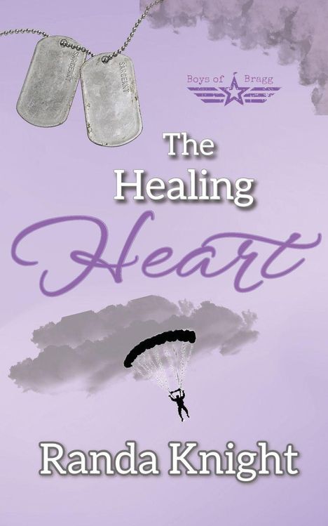 „The Healing Heart“ von Randa Knight, ein Fallschirmspringer unter Wolken mit Hundemarken.