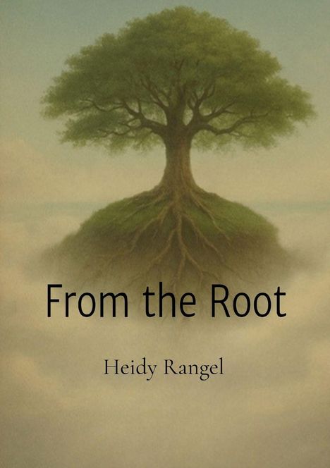 Text: "From the Root" und "Heidy Rangel". Illustration: Ein Baum schwebt in Wolken, Wurzeln sichtbar.
