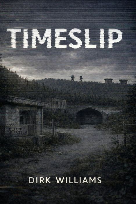 TIMESLIP. DEFENSE DE PASSER. DIRK WILLIAMS. Düstere Landschaft mit altem Gebäude und Wald im Hintergrund.