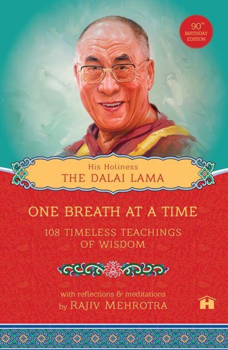 „His Holiness The Dalai Lama: One Breath at a Time“ – Buchcover mit Illustration des Dalai Lama in Mönchsgewand.