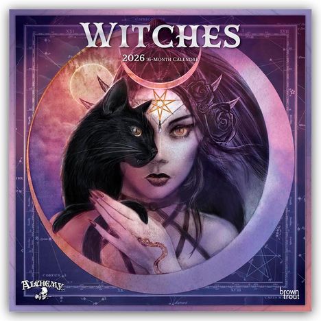 Browntrout Publishers: Witches - Hexen 2026 - 16-Monatskalender, Kalender