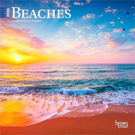 Browntrout: Beaches 2026 7 X 14 Inch (Hanging) Monthly Mini Wall Calendar, Kalender