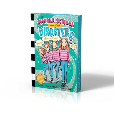 Cover mit farbig illustrierten Mädchen, Aufschrift „MIDDLE SCHOOL AND OTHER DISASTERS“.