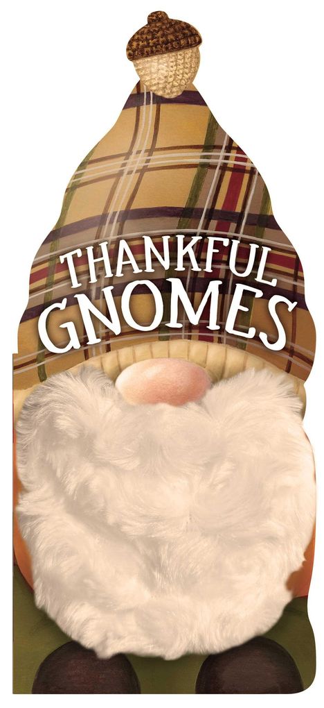 Schriftzug "THANKFUL GNOMES", Illustration eines Gnomes mit karierter Mütze und weißem Bart.