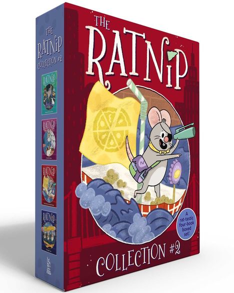 "The Ratnip Collection #2" in großen Buchstaben. Illustration: Eine Maus mit gelber Flagge, Gegenständen und blauem Hintergrund.