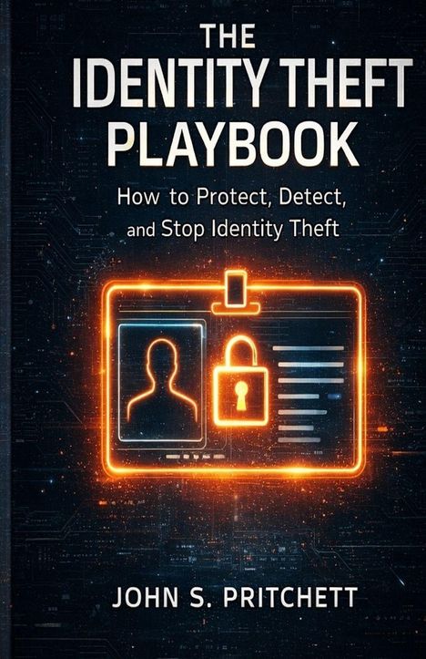 "The Identity Theft Playbook", Anleitung zum Schutz vor Identitätsdiebstahl, von John S. Pritchett. Leuchtende Ausweiskarte.