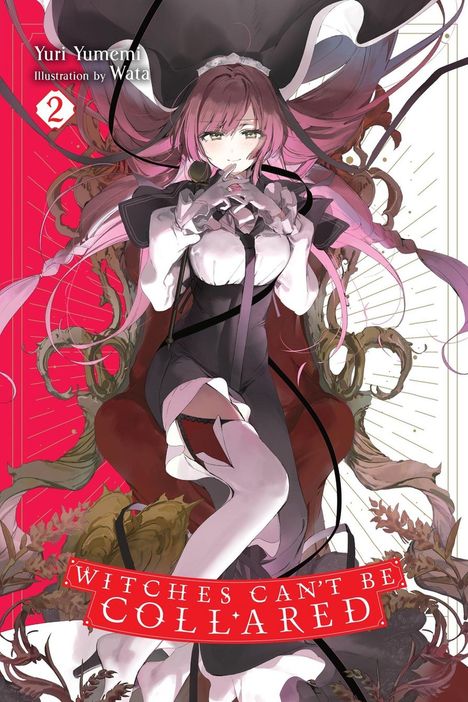 „Witches Can't Be Collared“, „Yuri Yumemi Illustration by Wata“. Eine Frau mit rosa Haaren in einem eleganten Outfit.