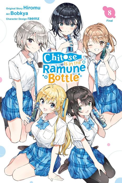 Text oben: "Original Story Hiromu, Art Bobkya, Character Design raemz". Darunter fünf Manga-Schülerinnen in Uniformen.
