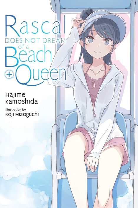 "Rascal Does Not Dream of a Beach Queen." Illustration einer jungen Frau in Freizeitkleidung, sitzt lächelnd auf einem Stuhl.