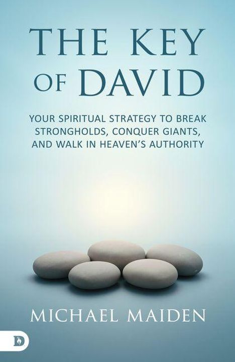 THE KEY OF DAVID. Spiritual strategy. Michael Maiden. Fünf glatte Steine auf blauem Hintergrund.