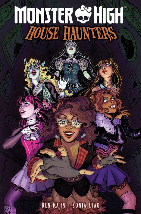 "Monster High: House Haunters" steht oben. Darunter sind sechs Mädchen in fantasievollen Outfits abgebildet.