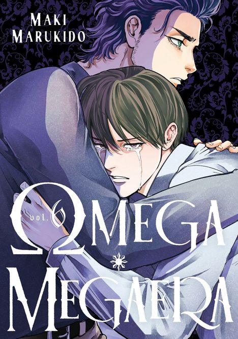 "Omega Megaera Vol. 6" und "Maki Marukido" sind auf einer Illustration mit zwei umarmenden Figuren abgebildet.