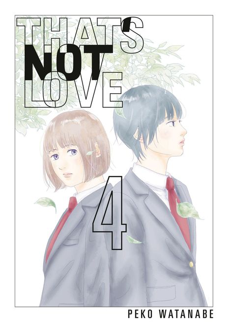 "That's Not Love 4" von Peko Watanabe. Illustration: Zwei Personen in Anzügen mit roten Krawatten, umgeben von Blättern.