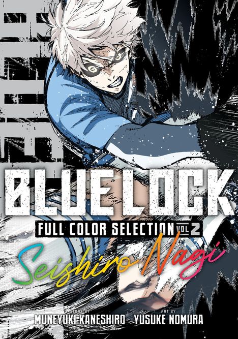 "BLUE LOCK FULL COLOR SELECTION Vol.2 Seishiro Nagi". Illustration von dynamischem, kämpferischem Charakter in Blau.